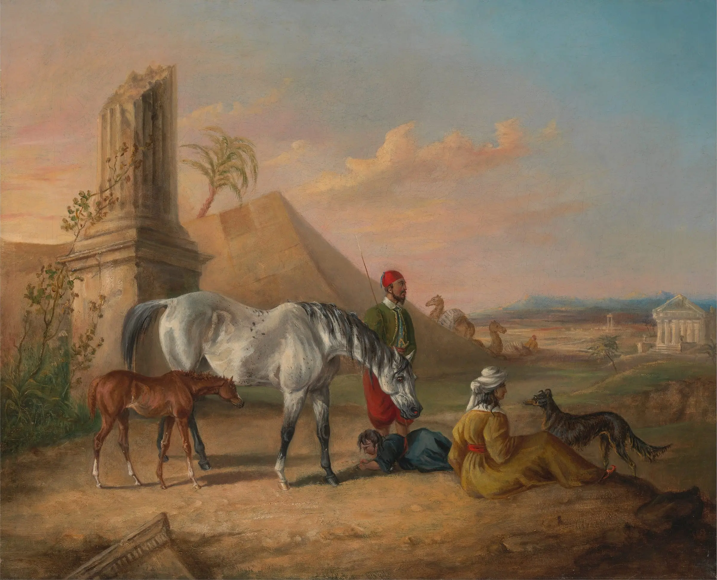 George Henry Laporte, « Jument arabe grise et son poulain », vers 1835.